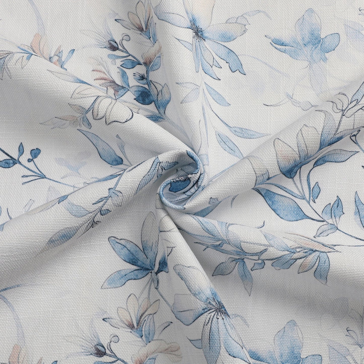 Harvest Weave Print Blue Flowers Tablecloth