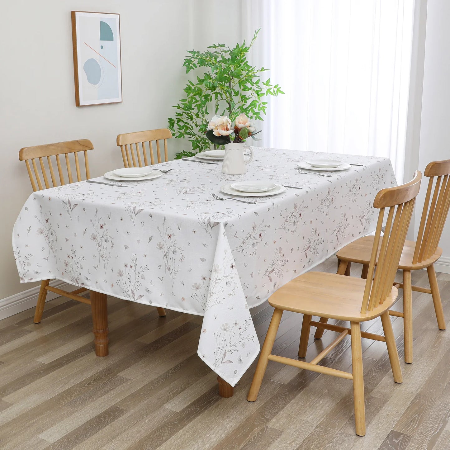 Harvest Weave Small Muted Flower Tablecloth