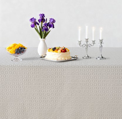 Halder White Lined Tablecloth