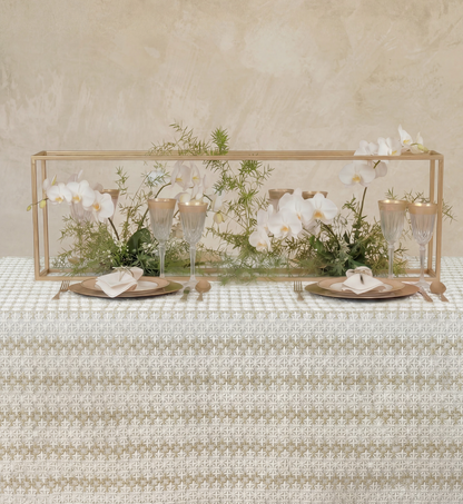 Manorola White Gold Lined Tablecloth