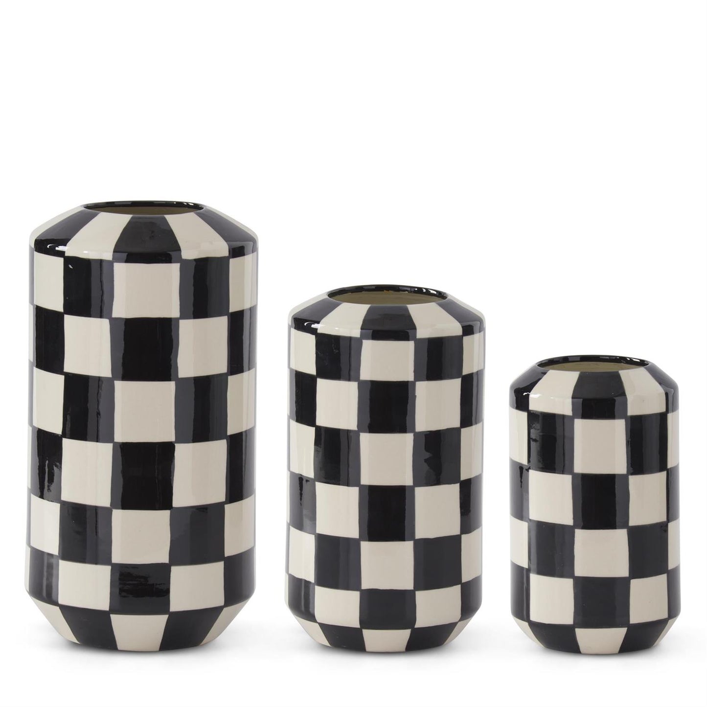 Ceramic Black & White Check Vase