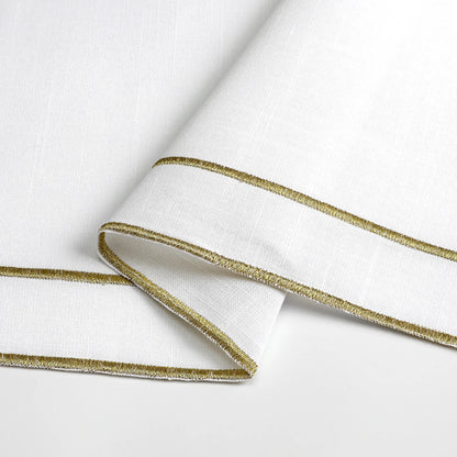 Washable Gold Double Stitched Linen Napkin - 20" X 20" (set of 4)