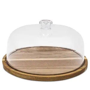 Wood Cake Tray with Acrylic Lid