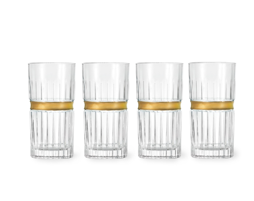Regine High Ball Gold Banded Set of 4
