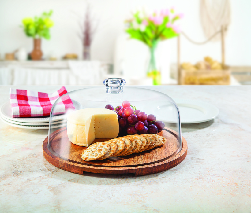Wood Cake Tray with Acrylic Lid