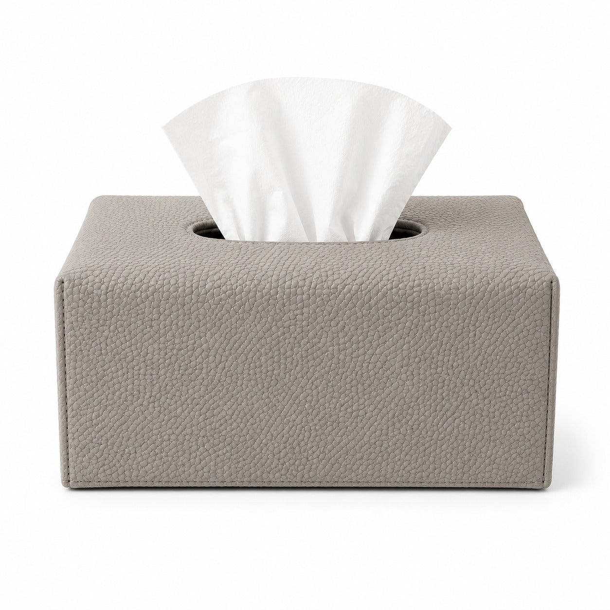 Large Smooth Faux Leather Tissue Box Holder Pebble Gray