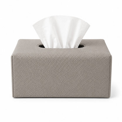 Large Smooth Faux Leather Tissue Box Holder Pebble Gray