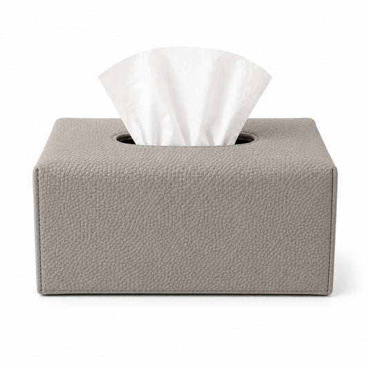 Large Smooth Faux Leather Tissue Box Holder Pebble Gray