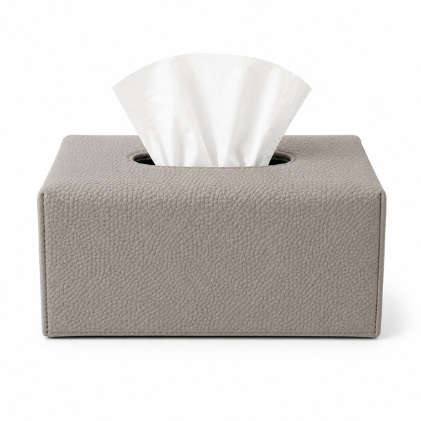 Large Smooth Faux Leather Tissue Box Holder Pebble Gray