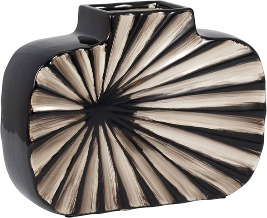 Black/White Textured Vase 8"