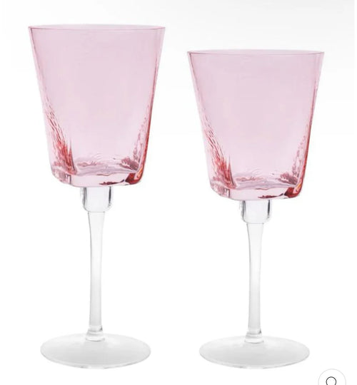 Hammered Pink Water Glasses- 6