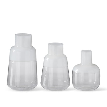 White & Clear Glass Bud Vase Set of 3