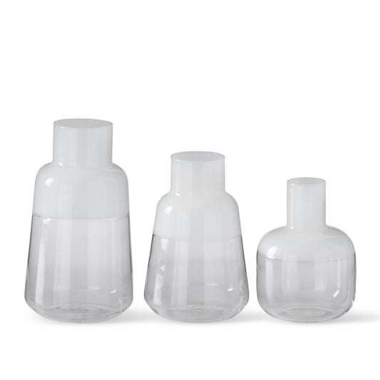 White & Clear Glass Bud Vase Set of 3