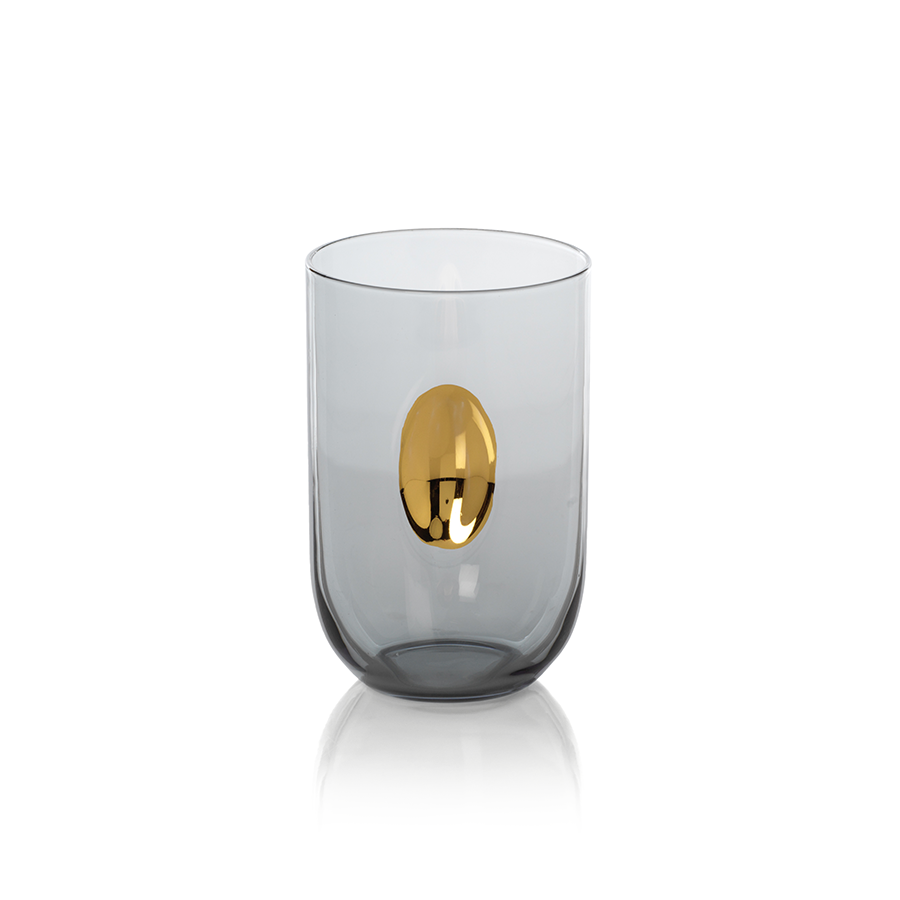 Aperitivo Tumbler w/ Gold Accent Ash Gray -Set of 4