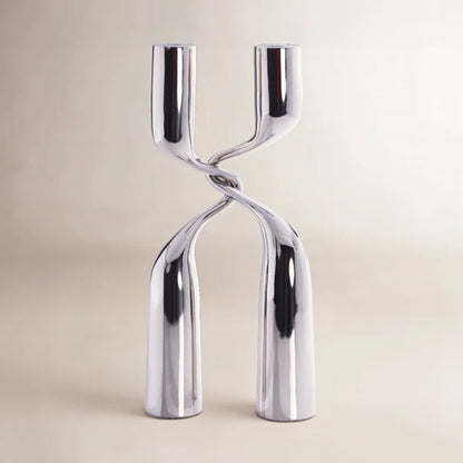 Liaison Polished Nickel Candle Holder 2 Piece Set