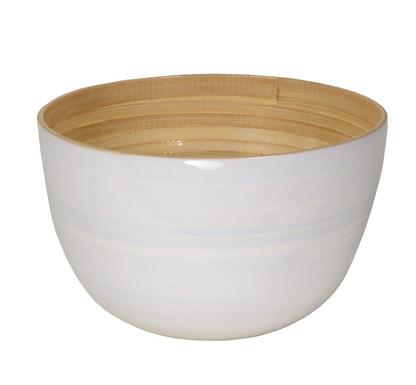 Bamboo Salad Bowl & Salad Server - White