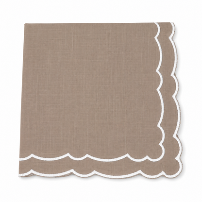 Scallop Napkin 20x20 Taupe Set of 4