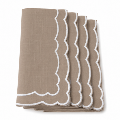 Scallop Napkin 20x20 Taupe Set of 4