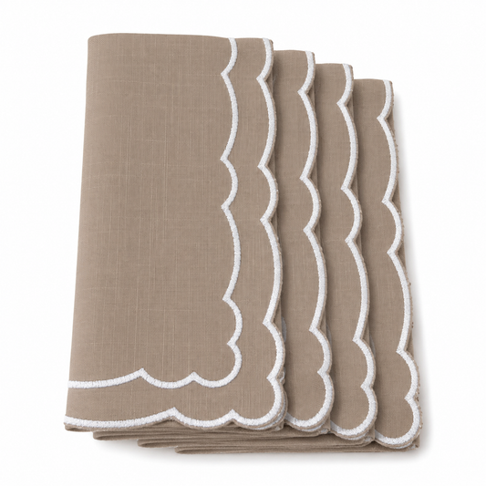 Scallop Napkin 20x20 Taupe Set of 4