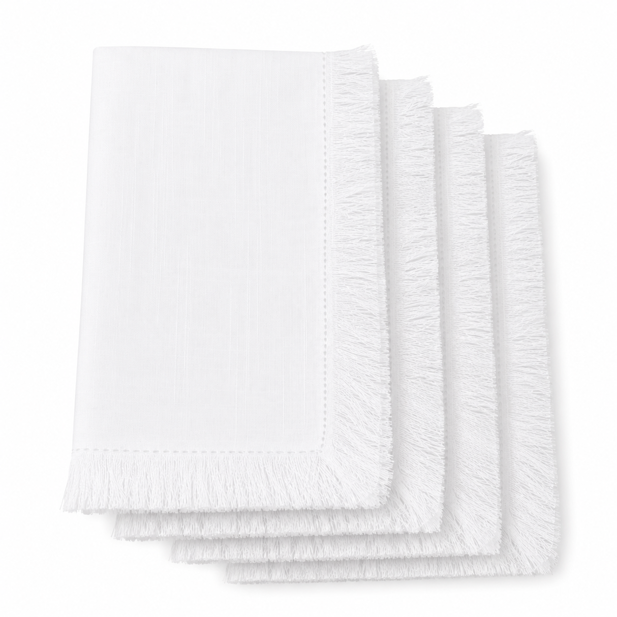 White Fringe Napkin 20"X20" Set of 4