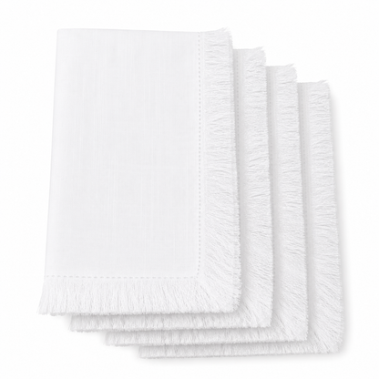 White Fringe Napkin 20"X20" Set of 4