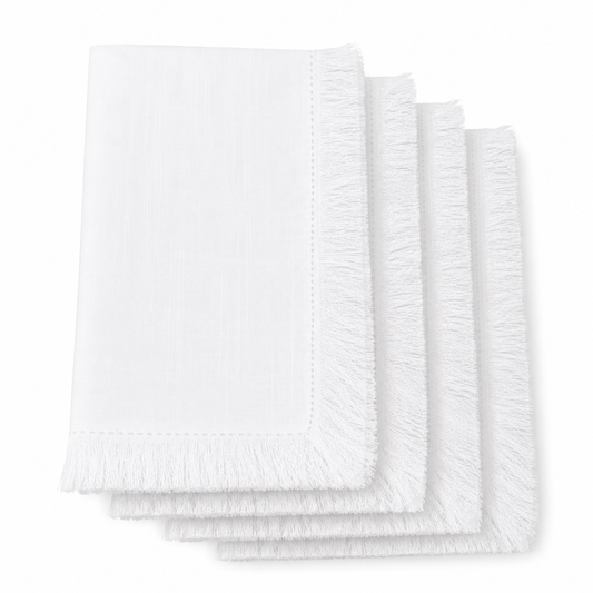 White Fringe Napkin 20"X20" Set of 4