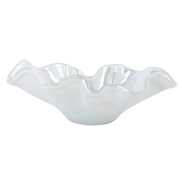 Onda White Glass Large Bowl