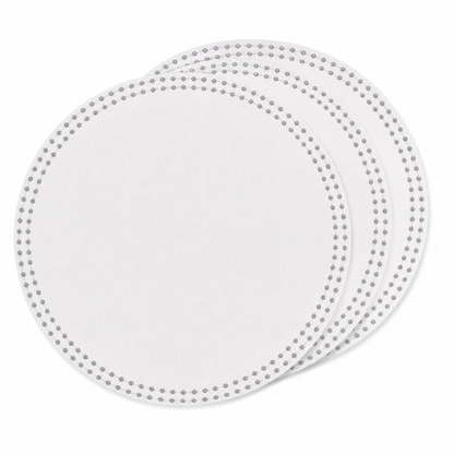 Embroidered Charger With Silver Dots 15” Set of 4