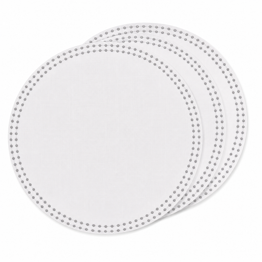 Embroidered Charger With Silver Dots 15” Set of 4