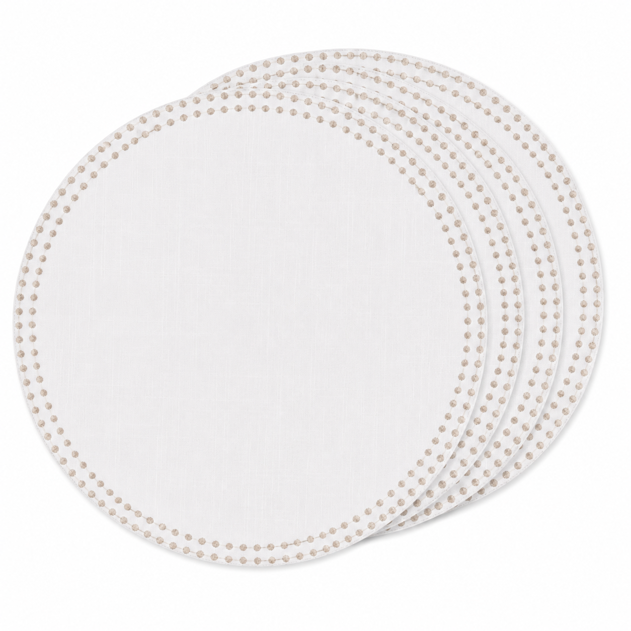 Embroidered Charger With Gold Dots 15” Set of 4