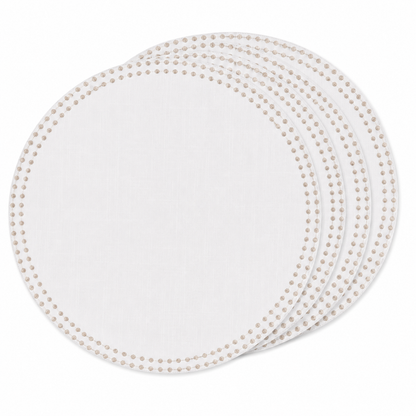 Embroidered Charger With Gold Dots 15” Set of 4