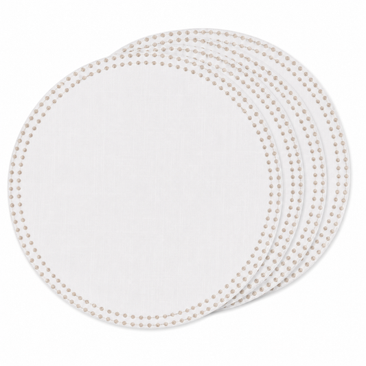 Embroidered Charger With Gold Dots 15” Set of 4