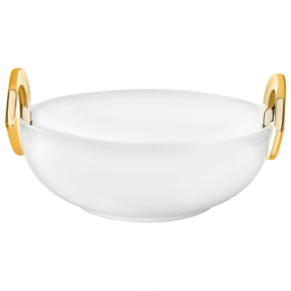 Ceramic Bowl with Gold Loop Handle