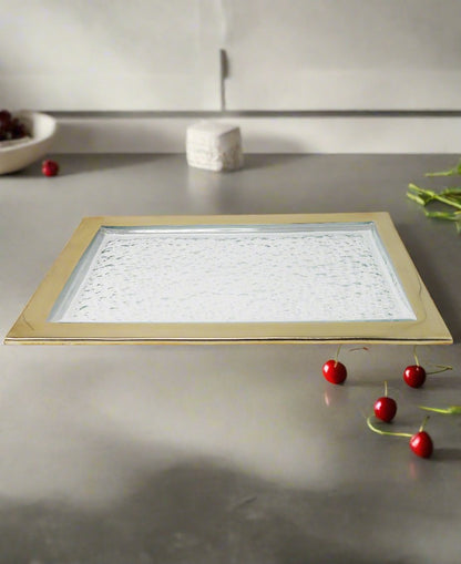 Oblong Tray with Gold Border