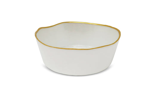 Gold Rim Organic White Salad Bowl