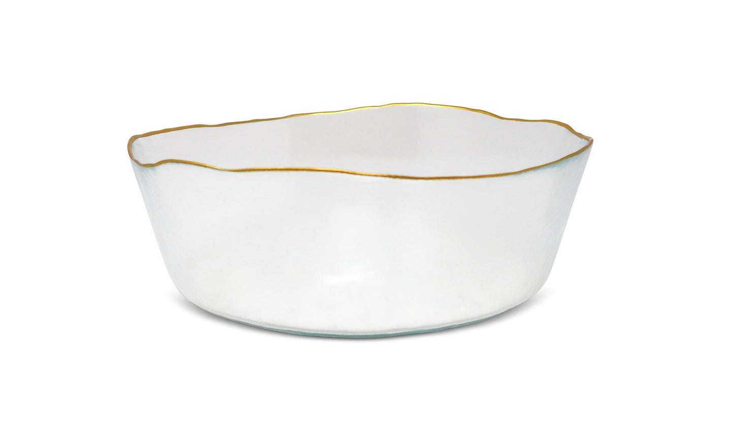 Gold Rim Clear Organic Salad Bowl