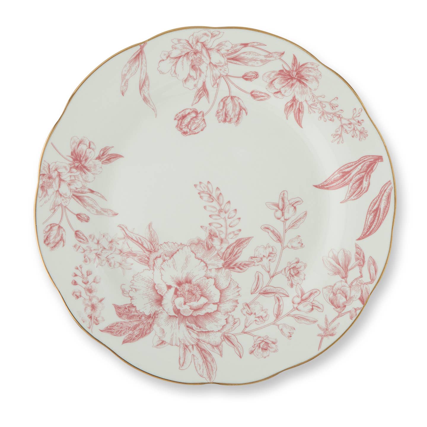Vintage Pink Scalloped Gold Rim Salad Plate 8” Set of 4