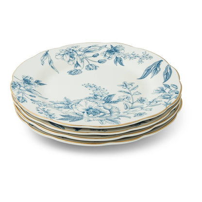 Blazer Toile Scalloped Gold Rim Salad Plate 8” Set of 4