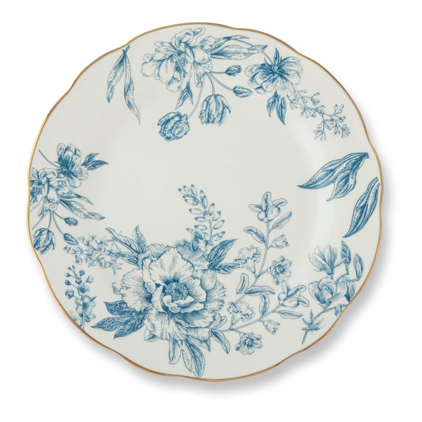 Blazer Toile Scalloped Gold Rim Salad Plate 8” Set of 4