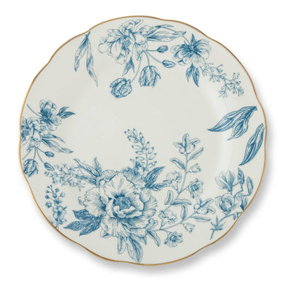 Blazer Toile Scalloped Gold Rim Salad Plate 8” Set of 4