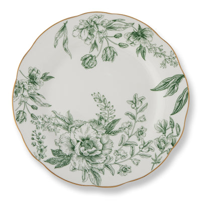 Elm City Toile Scalloped Gold Rim Salad Plate 8” Set of 4