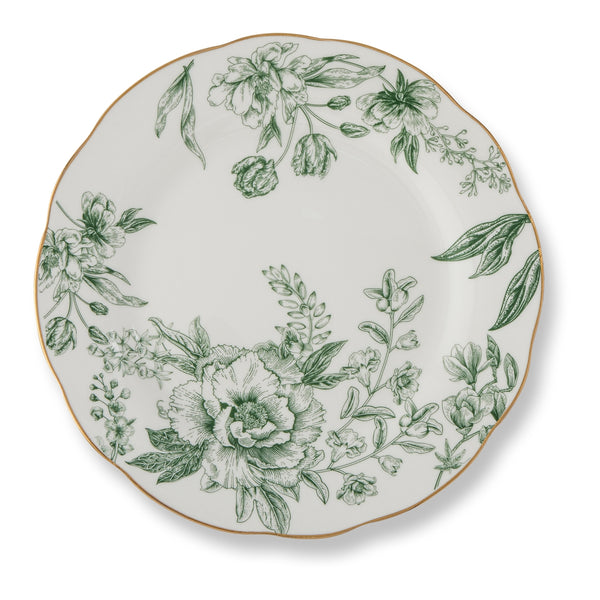Elm City Toile Scalloped Gold Rim Salad Plate 8” Set of 4