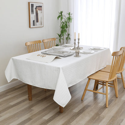 Chenille Caterpillar White Tablecloth