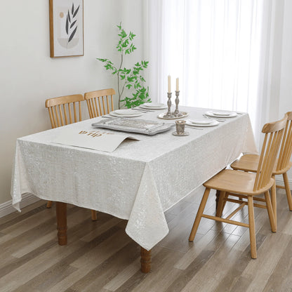 Velvet Patina Pearl White Tablecloth