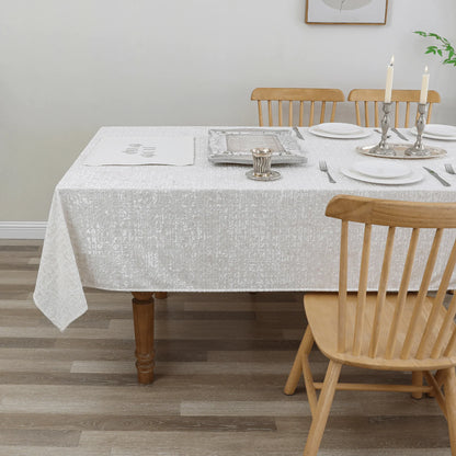 Velvet Patina Pearl White Tablecloth