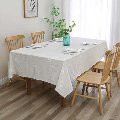Velvet Patina Pearl White Tablecloth