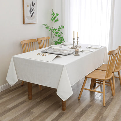 Velvet Ribbed White Tablecloth
