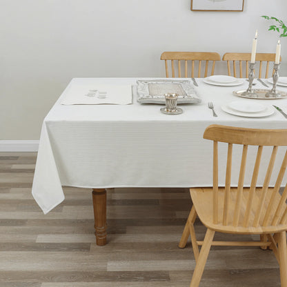 Velvet Ribbed White Tablecloth