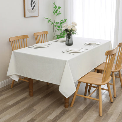 Velvet Ribbed White Tablecloth