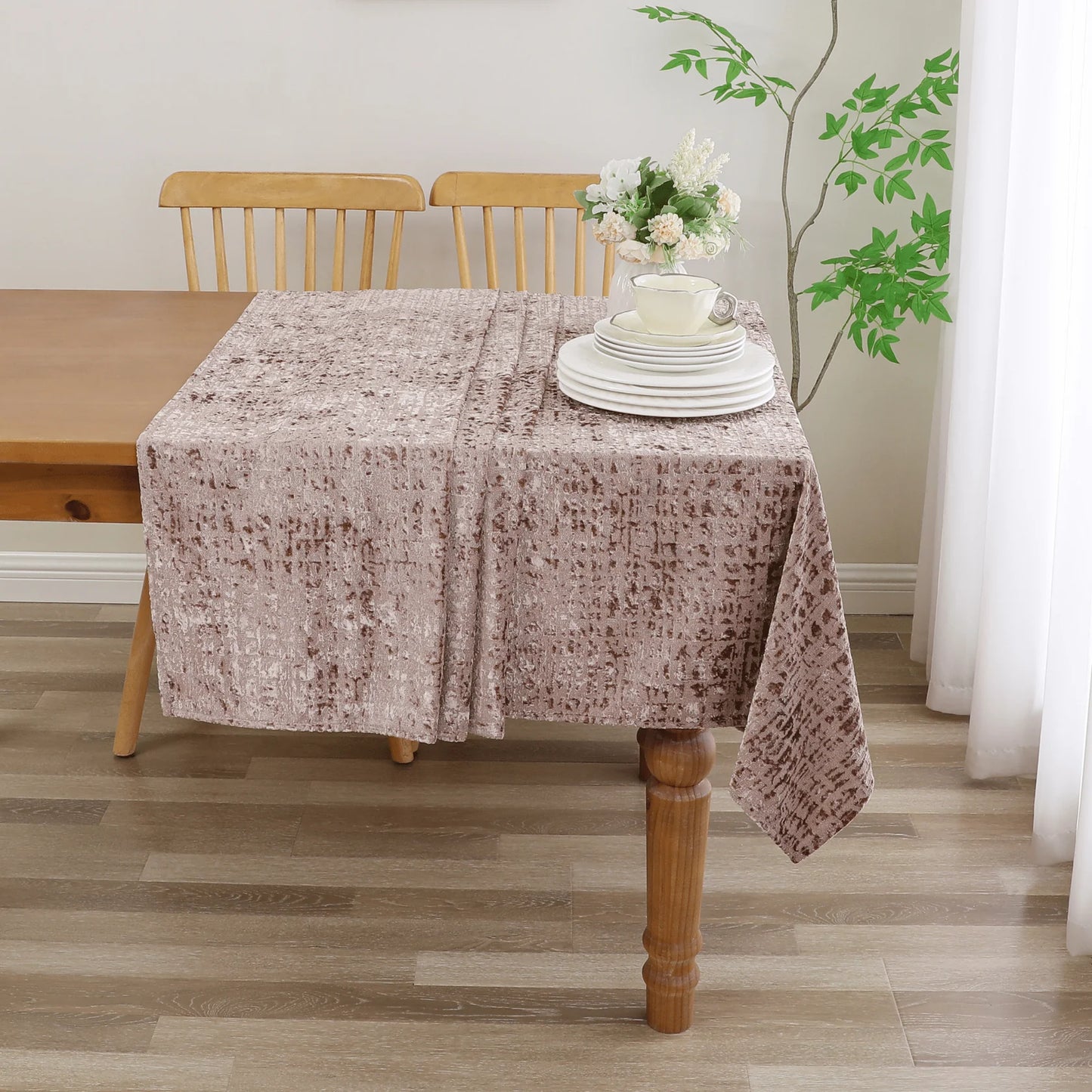 Velvet Patina Blush Taupe Tablecloth